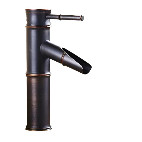 Schwarzer Bambus Messing Wasserfall Badezimmer Waschbecken Armatur Mischbatterie