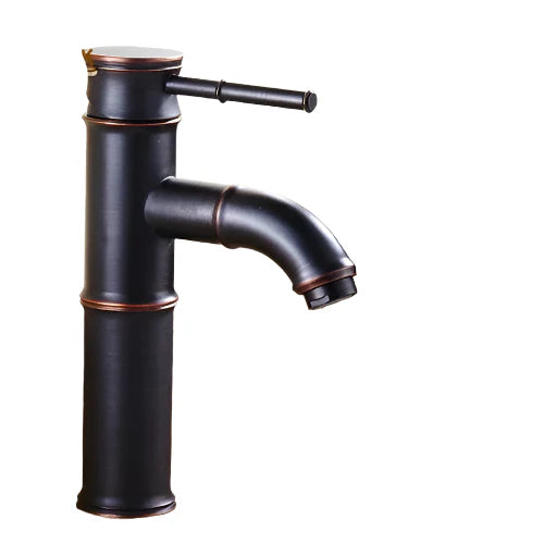 Schwarzer Bambus Messing Wasserfall Badezimmer Waschbecken Armatur Mischbatterie