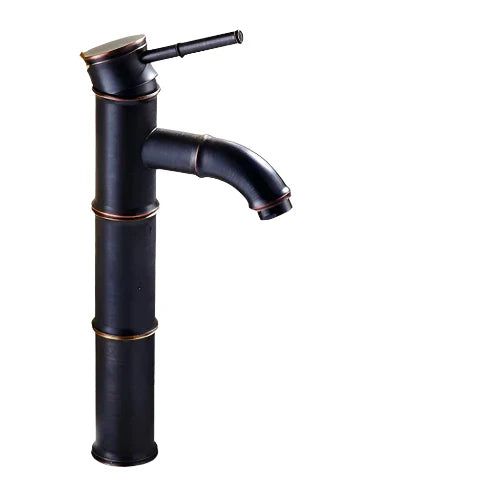 Schwarzer Bambus Messing Wasserfall Badezimmer Waschbecken Armatur Mischbatterie