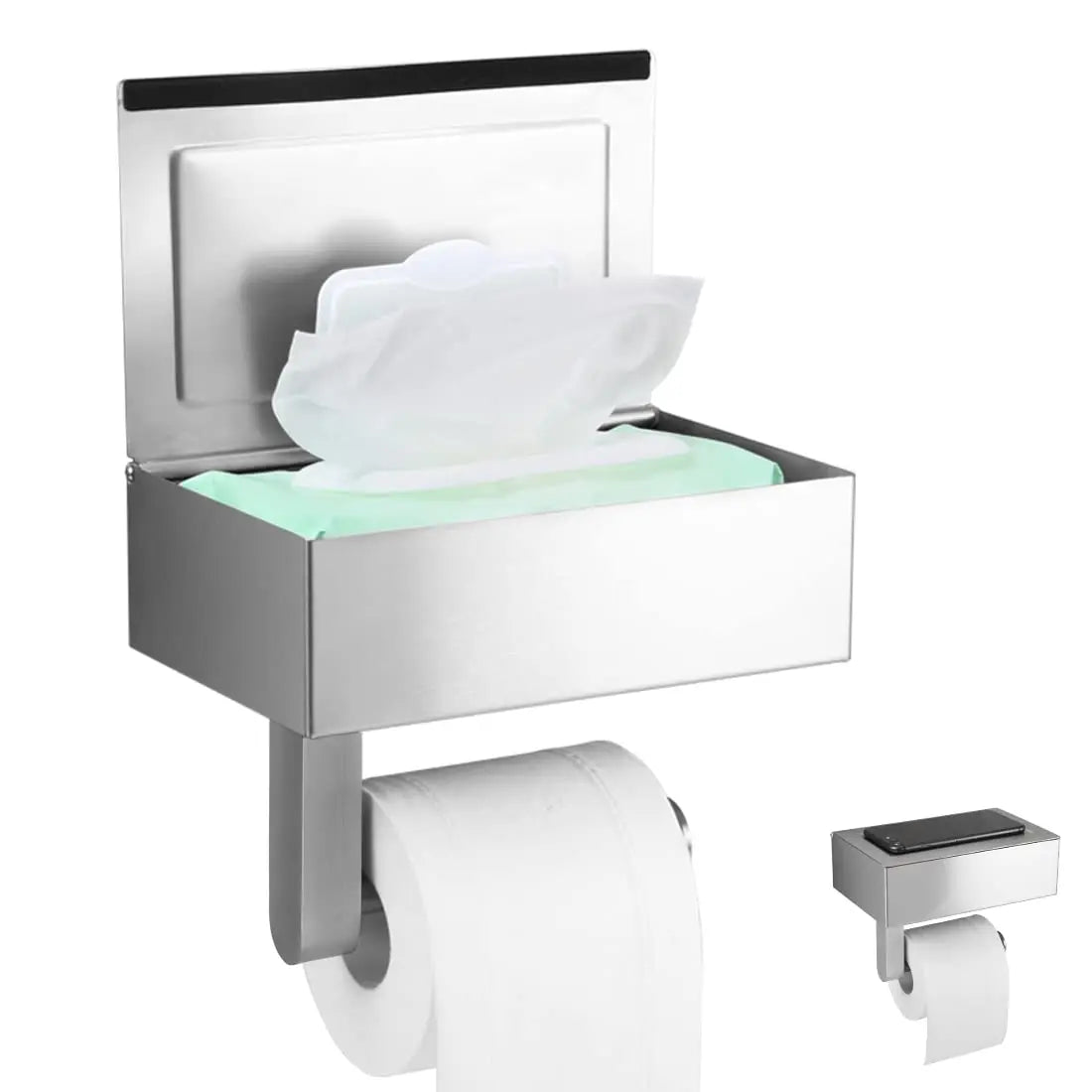Edelstahl Badezimmer Toilettenpapierrollenhalter mit Telefonablage