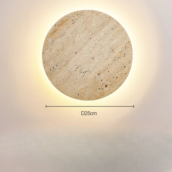 Runde Travertin LED Wandleuchte | LumeStone