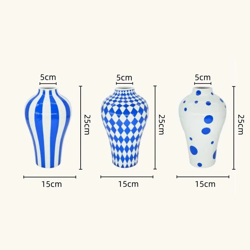 Lebhafte blaue geometrische Keramikvase