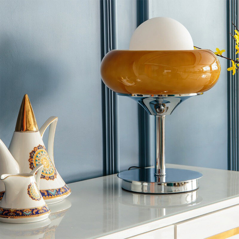 Vintage Bauhaus Tischlampe Gelb aus Glas - Elegantes und modernes Design