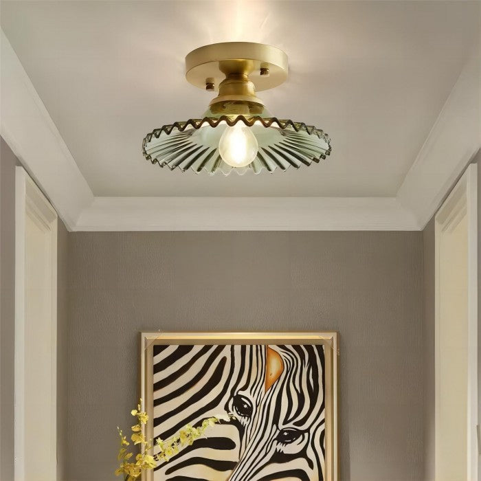 Deckenlampe mit gestreiften gläsernen Blütenblättern – Elegantes Vintage-Blumendesign