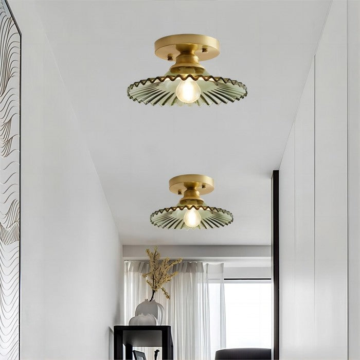 Deckenlampe mit gestreiften gläsernen Blütenblättern – Elegantes Vintage-Blumendesign