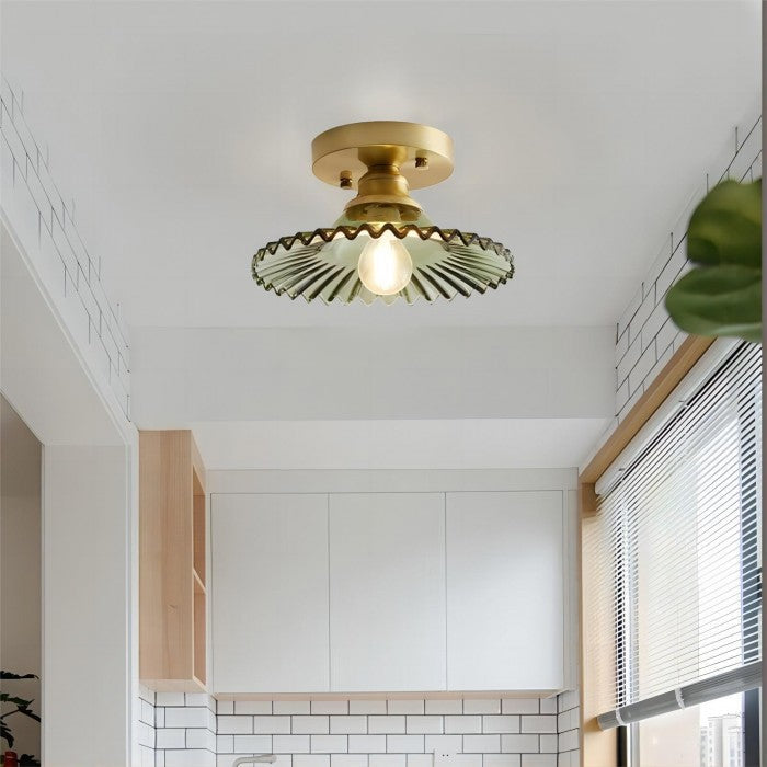 Deckenlampe mit gestreiften gläsernen Blütenblättern – Elegantes Vintage-Blumendesign
