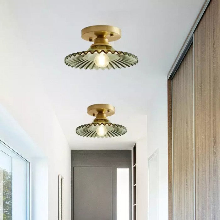 Deckenlampe mit gestreiften gläsernen Blütenblättern – Elegantes Vintage-Blumendesign