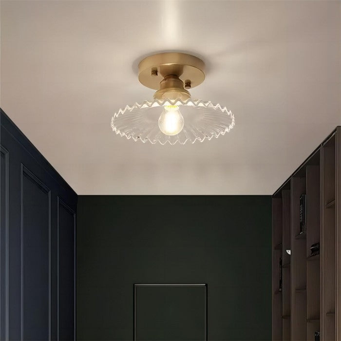 Deckenlampe mit gestreiften gläsernen Blütenblättern – Elegantes Vintage-Blumendesign