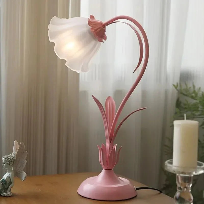 Vintage Französischer Stil Blumen Tischlampe