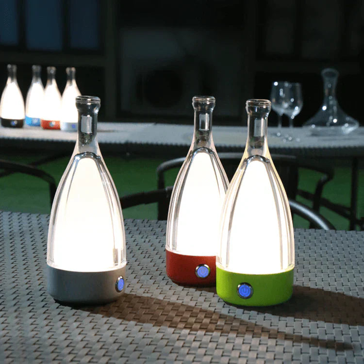 Dekorative Nachttischlampe Wiederaufladbar in Form einer Weinflasche – LED-Stimmungslicht mit dimmbarer Funktion