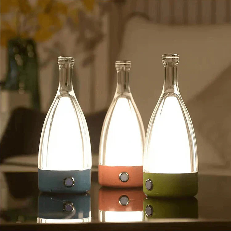 Dekorative Nachttischlampe Wiederaufladbar in Form einer Weinflasche – LED-Stimmungslicht mit dimmbarer Funktion