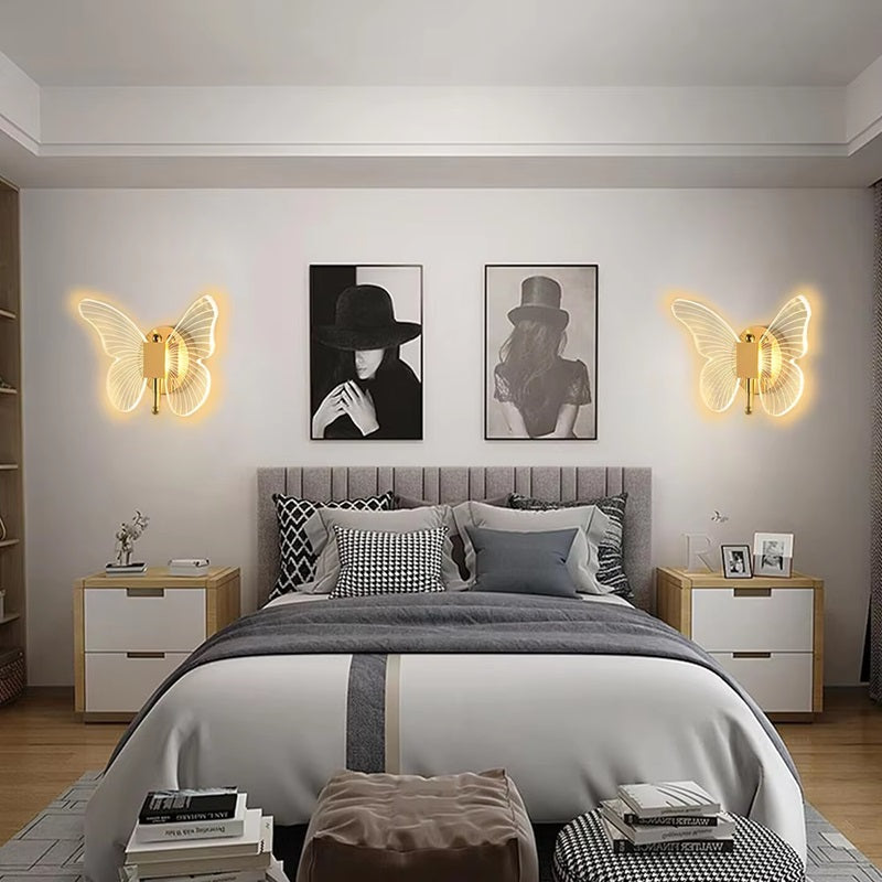 Schmetterlingsförmige LED-Wandleuchte mit drei Lichtmodi