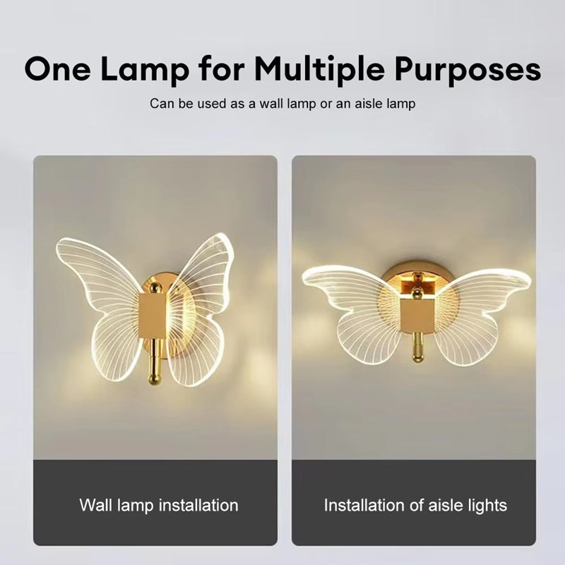 Schmetterlingsförmige LED-Wandleuchte mit drei Lichtmodi