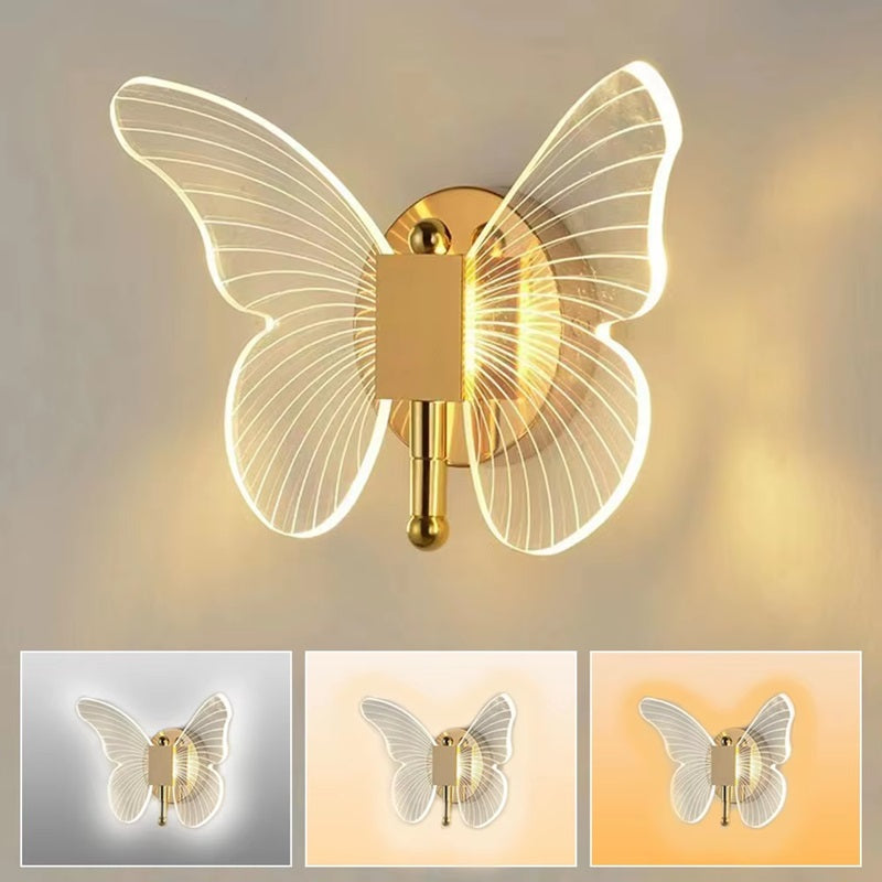 Schmetterlingsförmige LED-Wandleuchte mit drei Lichtmodi