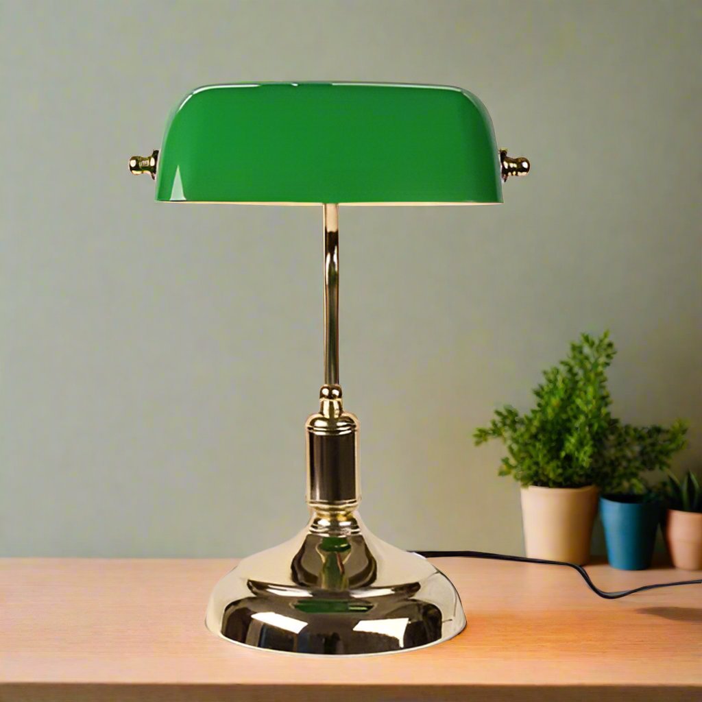 Garduru Glas Tischlampe – Elegantes klassisches Design mit Metallbasis (E27, 16-20W)