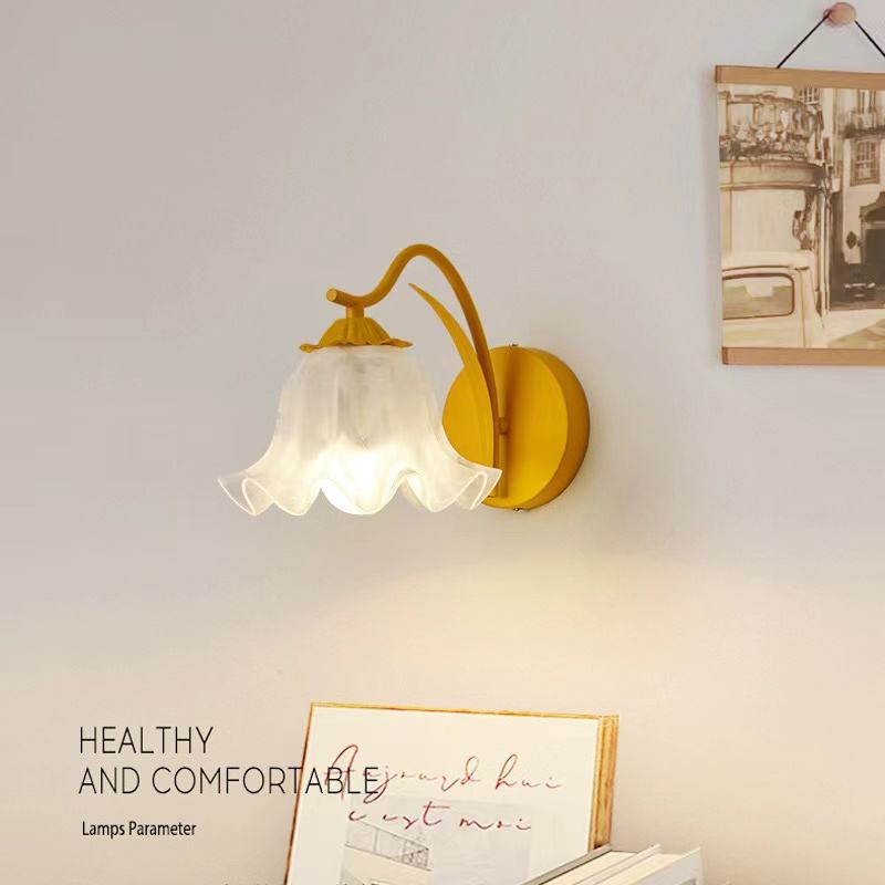 Wandlampe Gartenblumen Retro Französisch - Elegante Wandapplique aus Metall und Acryl