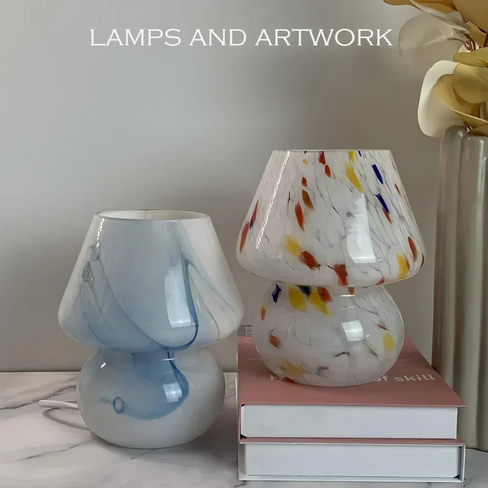Elegante Glas-Pilz-Tischlampe