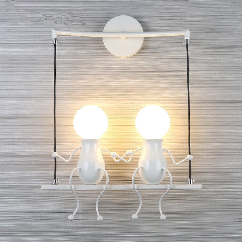 Kreative Eisenroboterform Kleiner Mann Wandleuchten - E27 Glühbirne