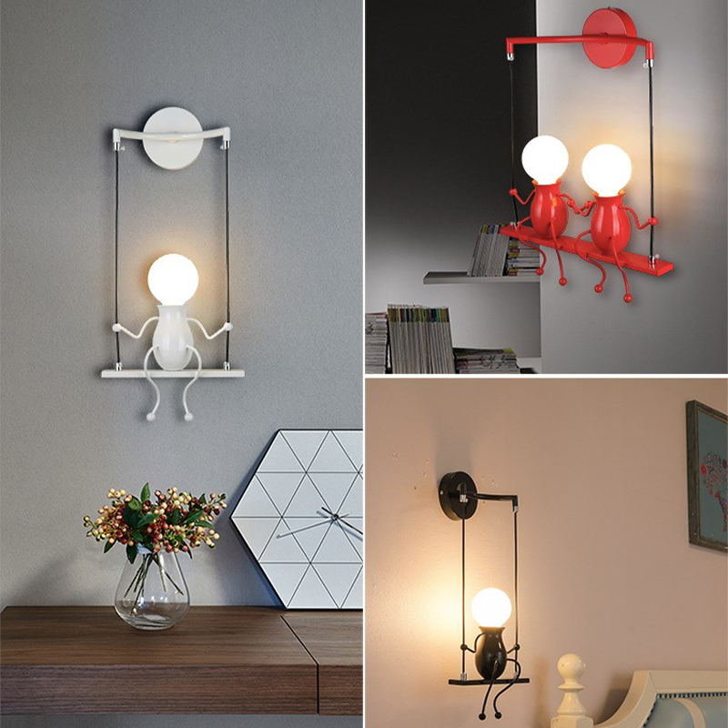 Kreative Eisenroboterform Kleiner Mann Wandleuchten - E27 Glühbirne
