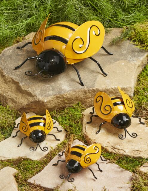 Metallhummeln Garten-Deko - Rasen Ornamente - 4er Set
