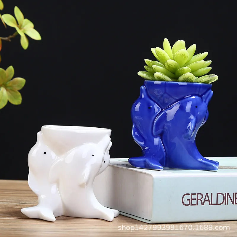 Delfin Keramik Blumentopf