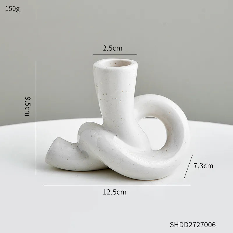 Knotted Keramikkerzenhalter Aus Weiß