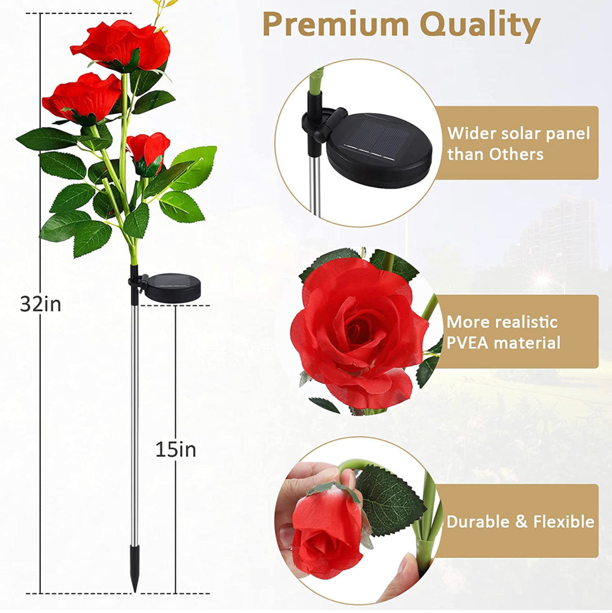 Solar-Rosenleuchten mit LED (2er Pack)