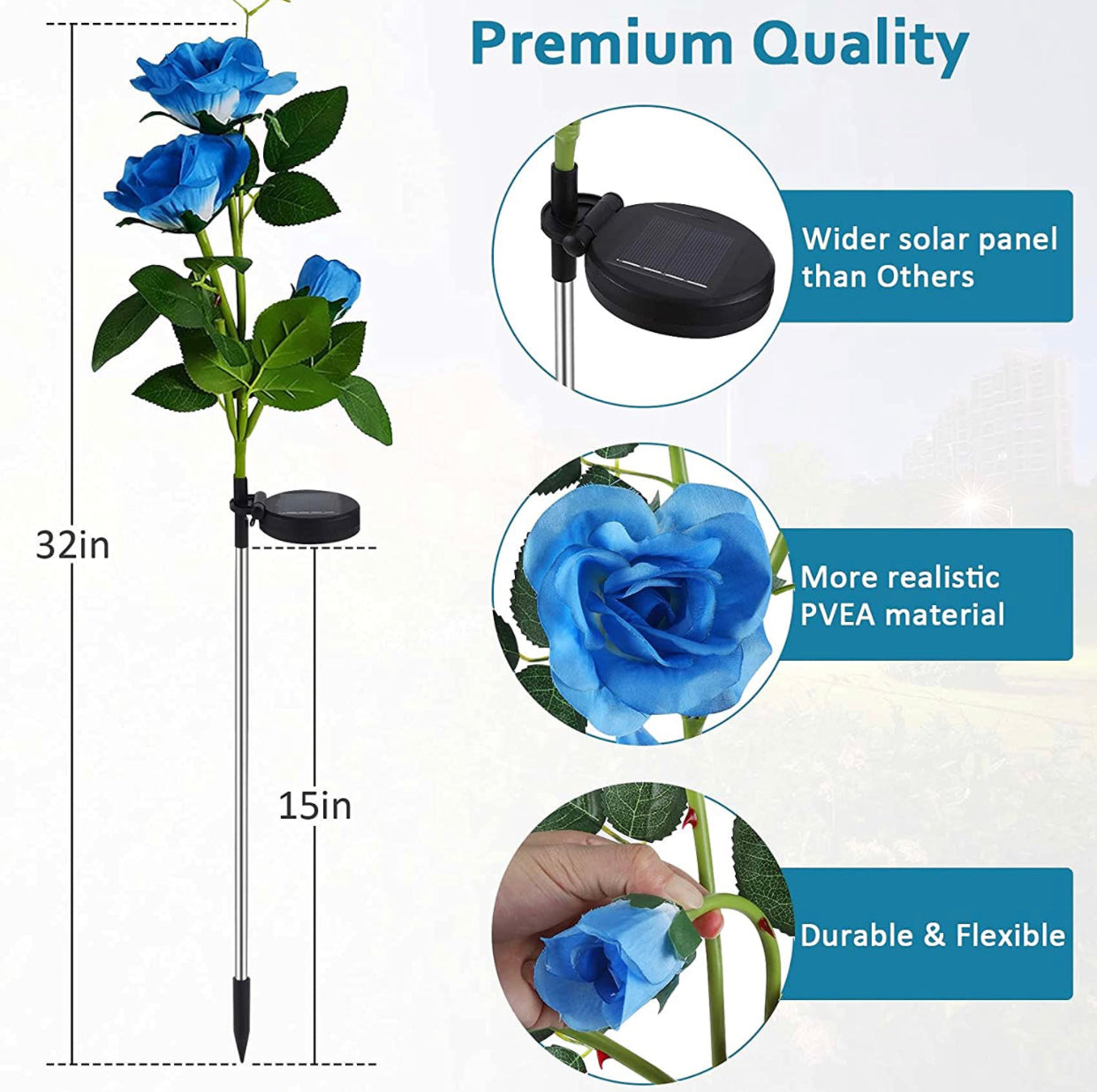 Solar-Rosenleuchten mit LED (2er Pack)