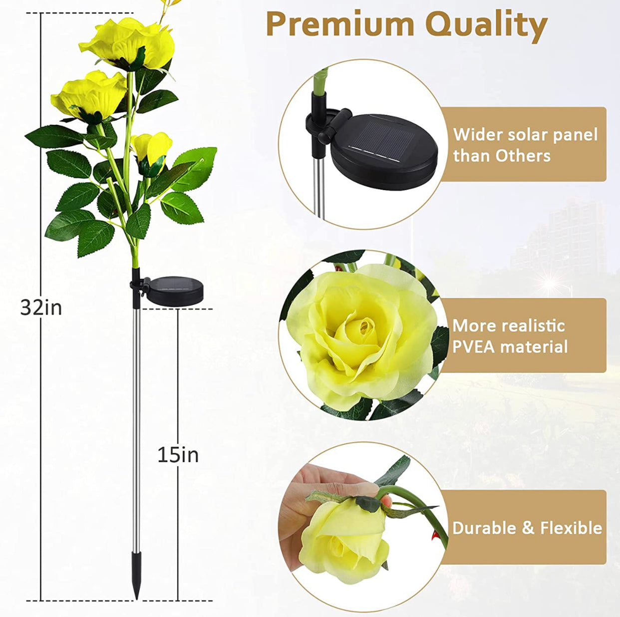 Solar-Rosenleuchten mit LED (2er Pack)