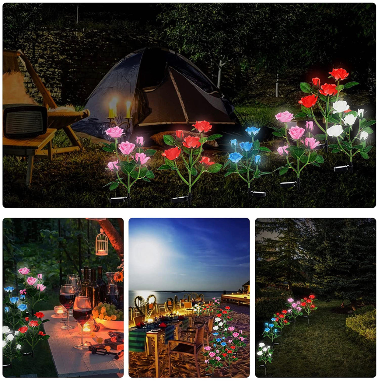 Solar-Rosenleuchten mit LED (2er Pack)