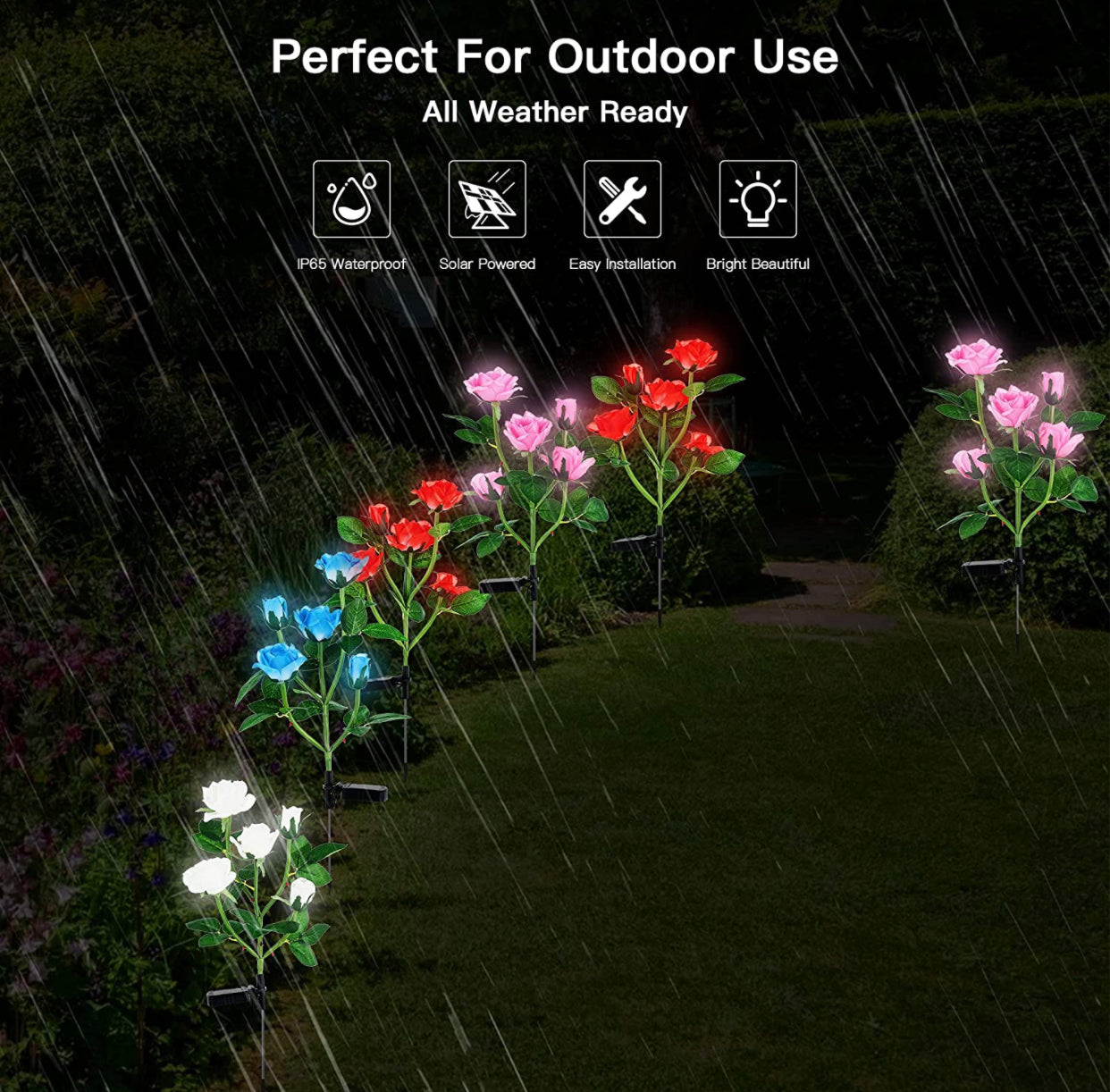 Solar-Rosenleuchten mit LED (2er Pack)