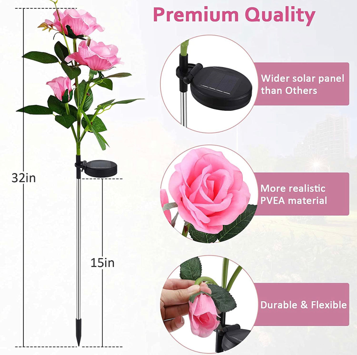 Solar-Rosenleuchten mit LED (2er Pack)