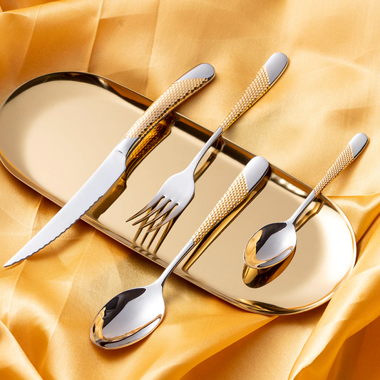 Ferran Elegance – Luxuriöses Edelstahlbesteckset mit diagonaler Textur (24/30/48/60-teilig)