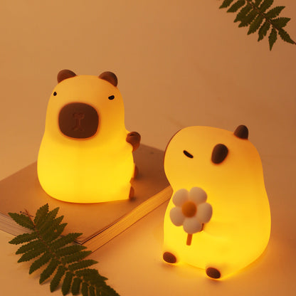 Garduru 2024 Capybara Silikon Nachttischlampe | Squishy & Kinderfreundlich | Perfektes Geschenk für Kinder und Mädchen