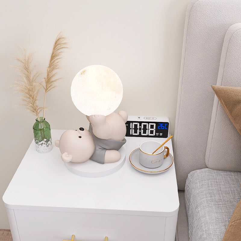 Tischlampe Teddybär mit Mond – Beruhigende Beleuchtung für Kinder und Dekoration