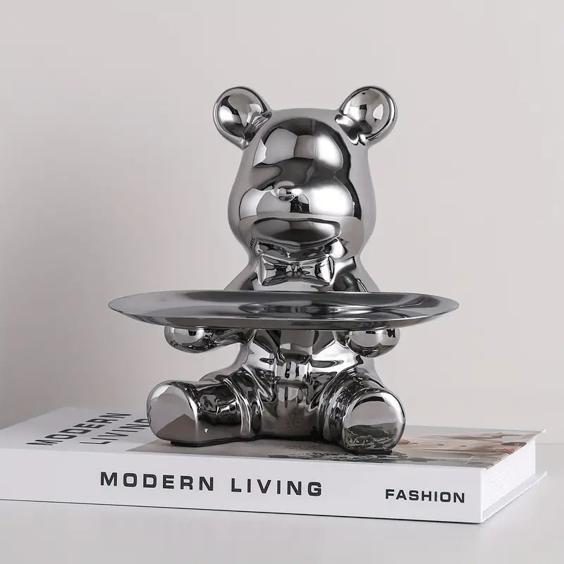 ShineBear – Luxuriöser dekorativer Skulpturenhalter mit glänzender Keramikoberfläche