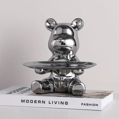 ShineBear – Luxuriöser dekorativer Skulpturenhalter mit glänzender Keramikoberfläche