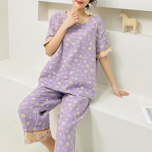 Kurzärmliges Pyjama-Set aus reiner Baumwolle