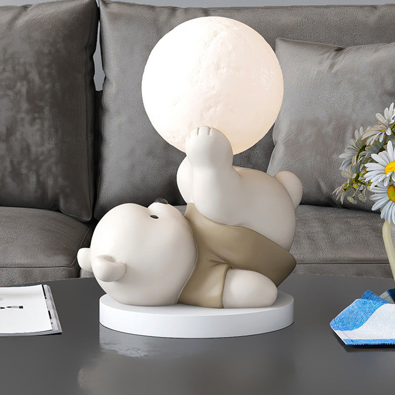 Tischlampe Teddybär mit Mond – Beruhigende Beleuchtung für Kinder und Dekoration