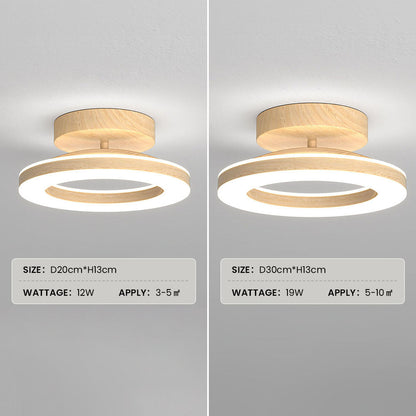 LED-Deckenleuchte mit modernem Holzfinish