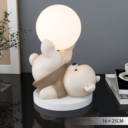 Tischlampe Teddybär mit Mond – Beruhigende Beleuchtung für Kinder und Dekoration
