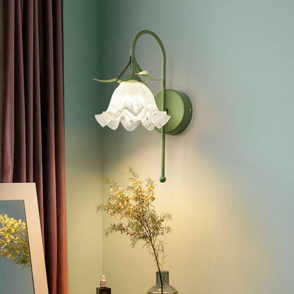 Garduru Wandlampe Nordic Vintage Design | Kürbisglas | Florales Muster | 1-Flammig | Wandleuchte