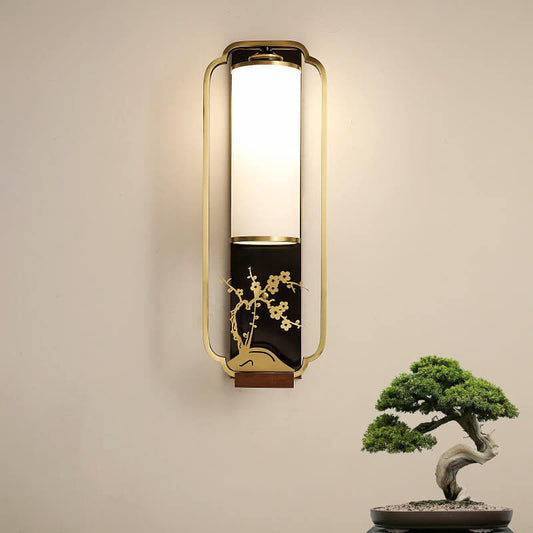 Garduru Moderne Wandlampe | Kupfer & Glas | Chinesisches Design | Säulenring-Licht