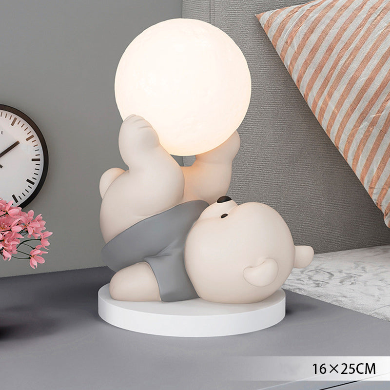 Tischlampe Teddybär mit Mond – Beruhigende Beleuchtung für Kinder und Dekoration