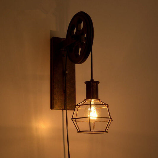 Garduru Vintage Industrielle Wandlampe | Mit Seilzug | 1-flammig | Retro Design