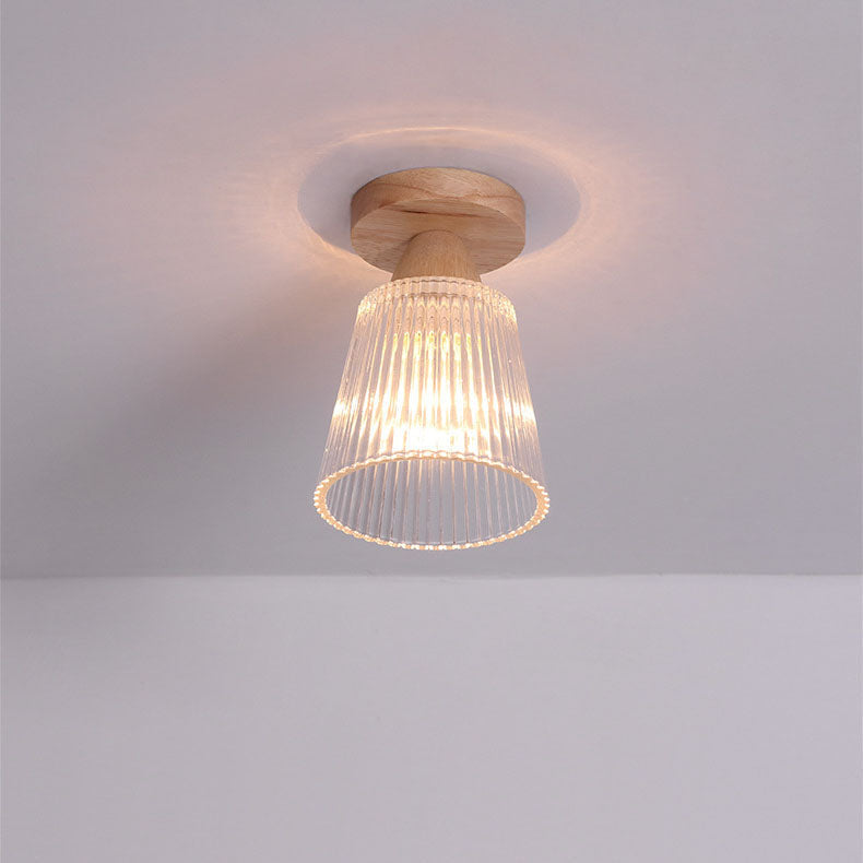 Garduru Japanese Minimalist 1-Licht Semi-Flush Mount Deckenleuchte | Holz & Glas | Stimmungslicht | Deko für Zuhause