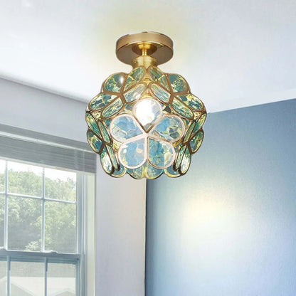 Glas-Deckenleuchte im Blumenstil - Elegante Lampe für den Eingangsbereich