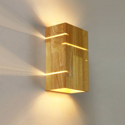 Garduru Minimalist Design Wandlampe | Japanischer Stil | Holzrahmen | 2-Licht Wandleuchte für Wohnzimmer