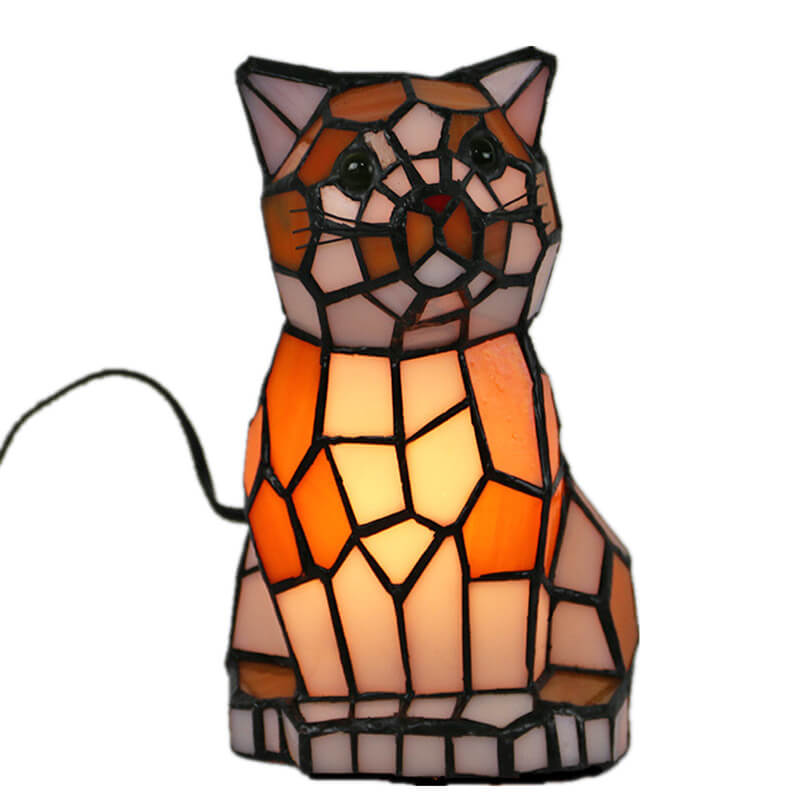 Garduru Tiffany Tischlampe | Kreatives Katzen-/Hunde-Design | Nachtlicht | Handgefertigtes Buntglas | Dekoratives Stimmungslicht