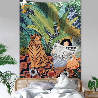 Garduru Tiger & Girl Wandteppich